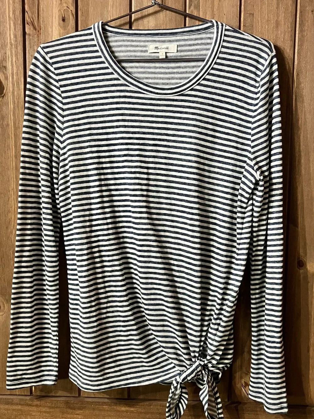 Madewell Navy & cream Striped Long-Sleeve Tie-Front Tee